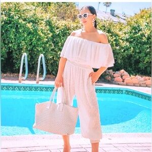 MISA NWT Elegant Off-Shoulder White Jumpsuit